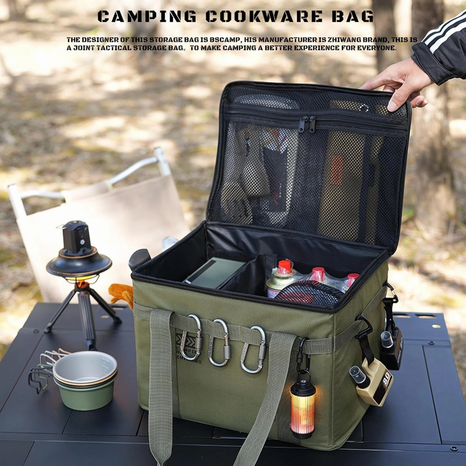 Camping Gear Organizer | Insulated Bag for Camping,Waterproof Kitchen Equipment Carrying Solution for Tents Traveling Picnic Backpacking Hiking Adventure