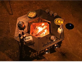 Camping Table, Outdoor Table, Barbecue Table, Camping Table, Splicing Table, Compact, Any Combination of Shape, Lightweight, Removable, 6 Steel Plates