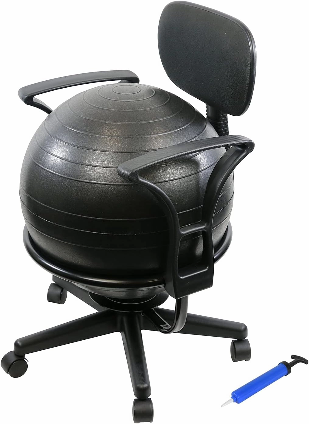 CanDo Metal Ball Chair - Inflatable Ergonomic Active Seating Exercise Ball Chair with Air Pump for Home, Office, and Classroom