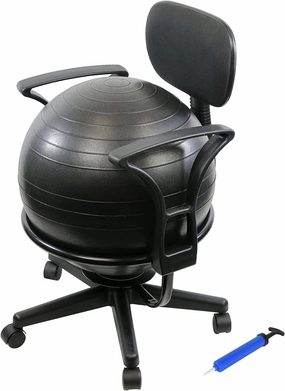 CanDo Metal Ball Chair - Inflatable Ergonomic Active Seating Exercise Ball Chair with Air Pump for Home, Office, and Classroom