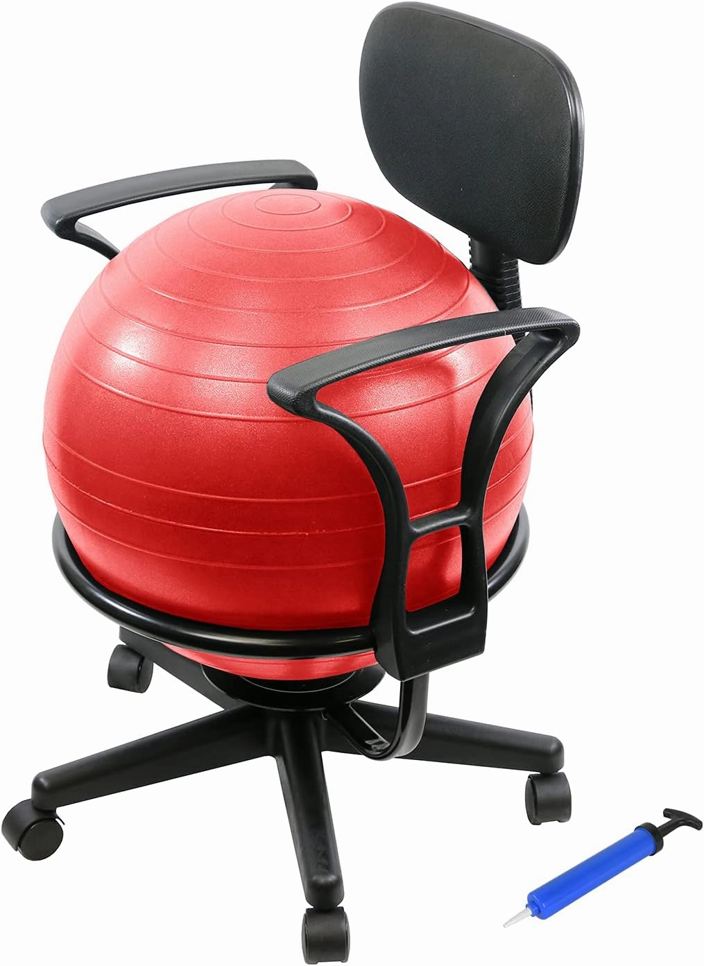 CanDo Metal Ball Chair - Inflatable Ergonomic Active Seating Exercise Ball Chair with Air Pump for Home, Office, and Classroom