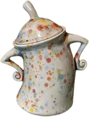 Canister With Attitude, Ceramics Creative Forked Waist Jars with Lids, Unique Cafe Canister Mug, Retro Spotted Resin Food Cans Kitchen Storage Jars, for Coffee Tea Sugar Spices (D)