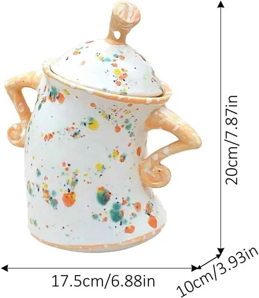 Canister With Attitude, Ceramics Creative Forked Waist Jars with Lids, Unique Cafe Canister Mug, Retro Spotted Resin Food Cans Kitchen Storage Jars, for Coffee Tea Sugar Spices (D)