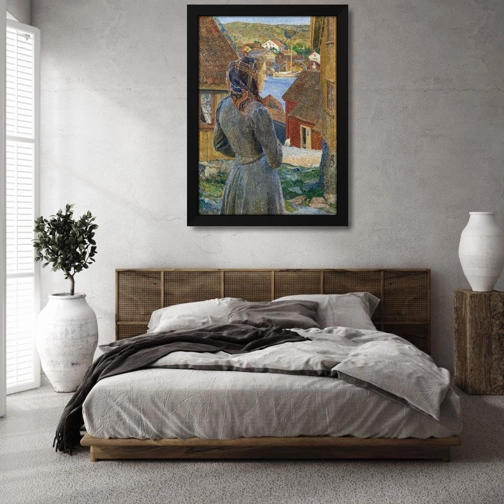 Carl Wilhelmson 33x48 Huge Black Modern Framed Art Print Titled: Eventide Bohuslän (1903)
