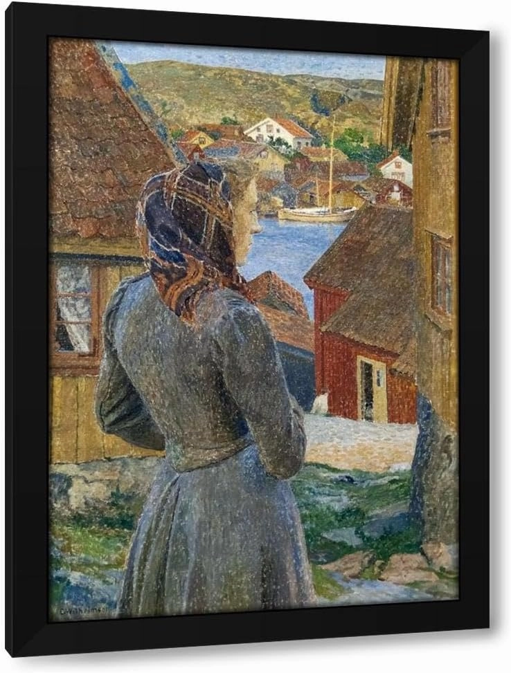 Carl Wilhelmson 33x48 Huge Black Modern Framed Art Print Titled: Eventide Bohuslän (1903)