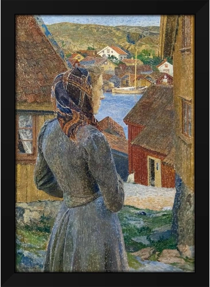 Carl Wilhelmson 33x48 Huge Black Modern Framed Art Print Titled: Eventide Bohuslän (1903)