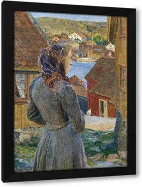 Carl Wilhelmson 33x48 Huge Black Modern Framed Art Print Titled: Eventide Bohuslän (1903)