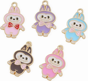 Cartoon Alloy Jewelry Accessories, Personalized Fashion Keychain Bracelet Earrings Pendant Pendant A total of 5 Pieces 5 Colors