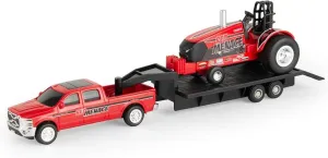 Case IH 1/64 Red Menace Pulling Tractor with Pickup Truck & Trailer 47569