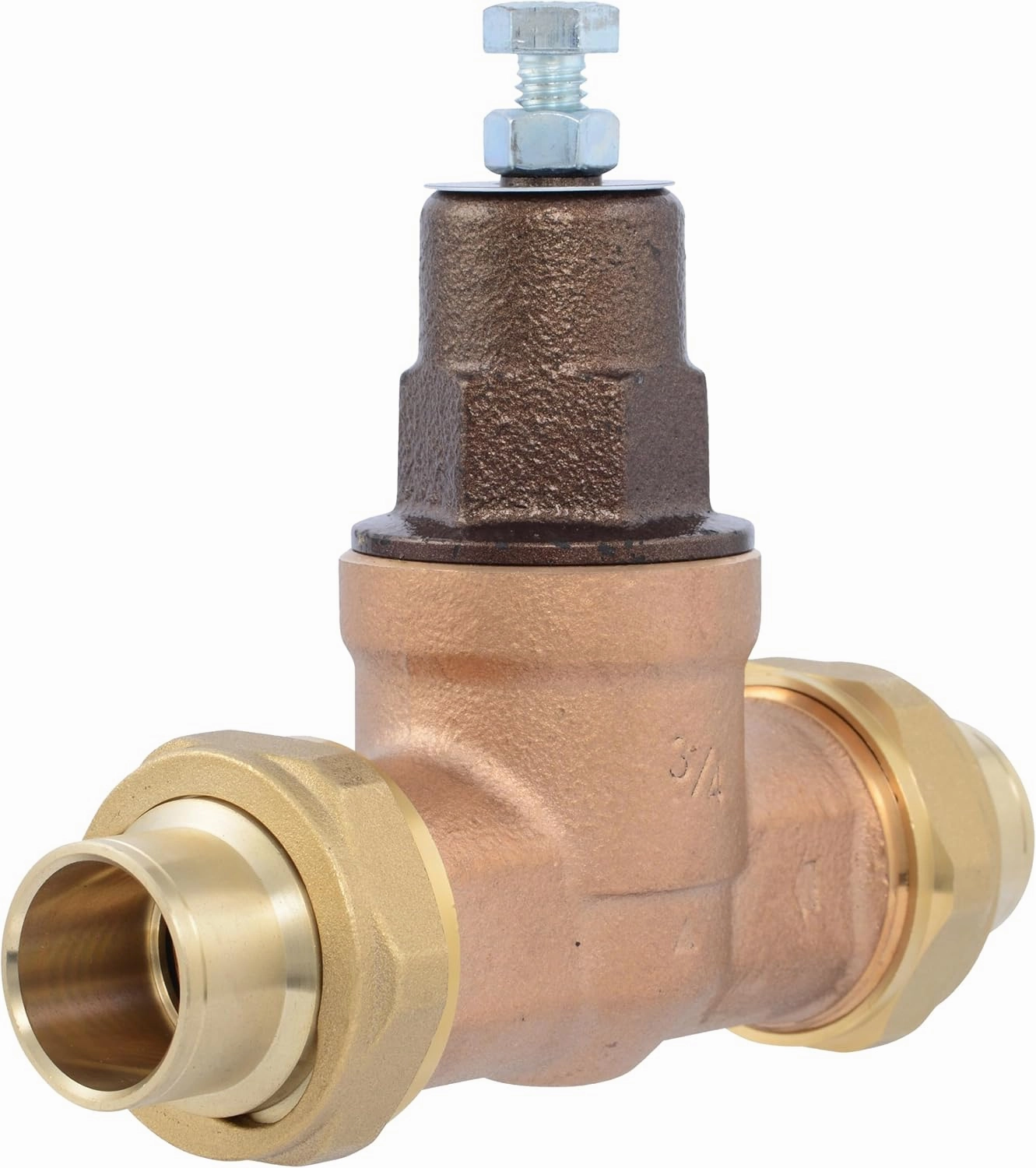 Cash Acme EB45 Pressure Regulating Valve, Double Union, 3/4 Inch Sweat, Metal Top, 60 PSI, PVA16M-DUSW-60
