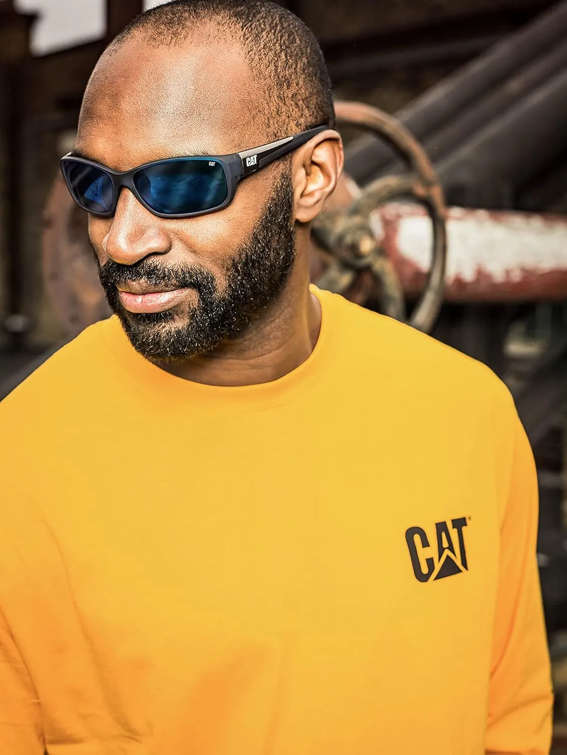Caterpillar Men's Sensor Rectangular Polarized Sunglasses
