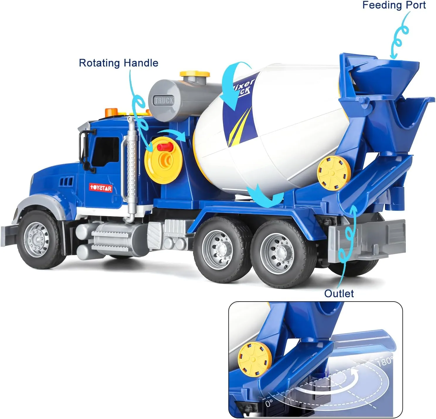 Cement Mixer Truck Toys for Boys Age 4-7, Construction Trucks with Lights and Sounds, Powered Push Car Construction Vehicle Toys Truck with Opening Doors Toy Gift for Boys Grils Kids