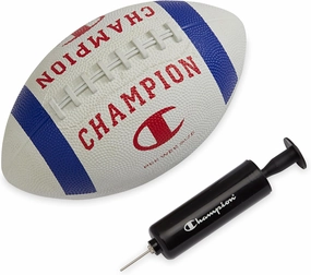 Champion Blitz Football, All-Weather Football, Enhanced Grip, Durable Rubber Cover and Molded Laces, for Outdoor Sports & Training, Includes 6 Ball Pump