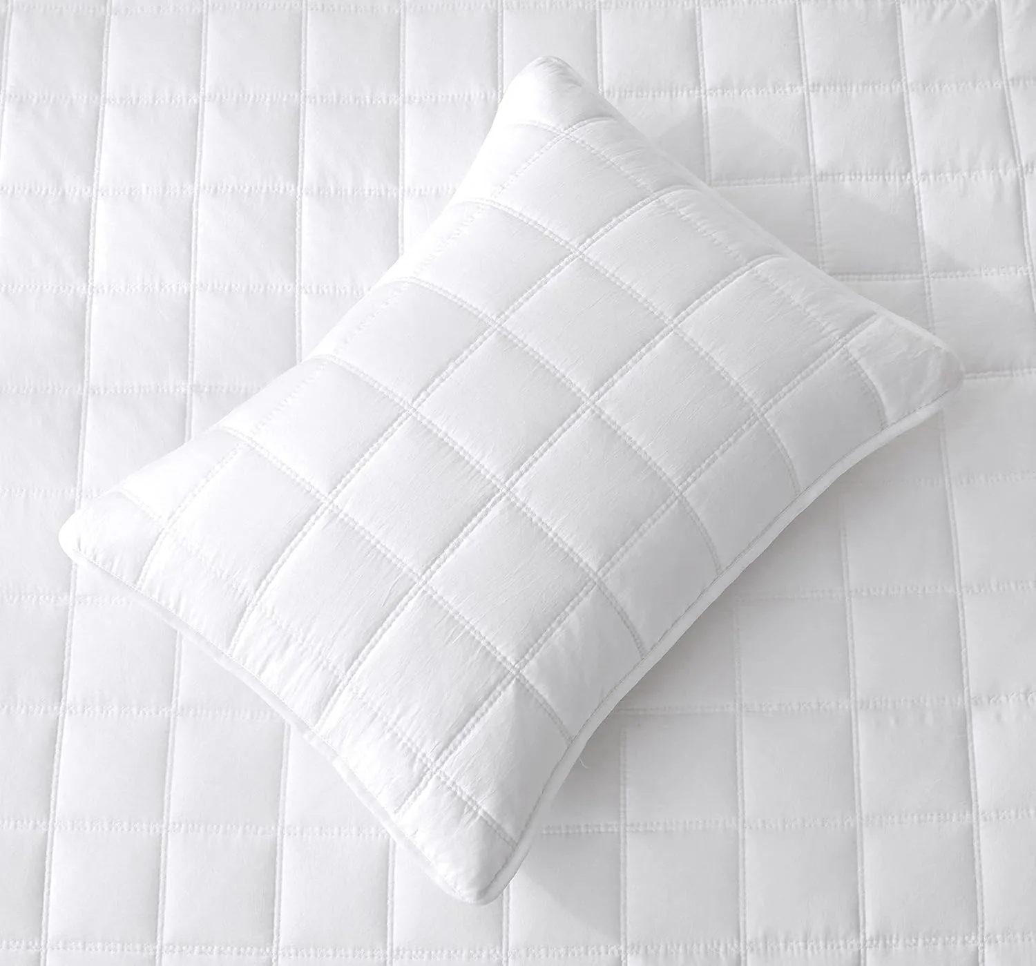 Chezmoi Collection Branson 3-Piece White King Size Quilt Set - Stone-Washed Detailed Square Stitch Soft Microfiber Lightweight Quilted Bedspread Coverlet Set for All Seasons