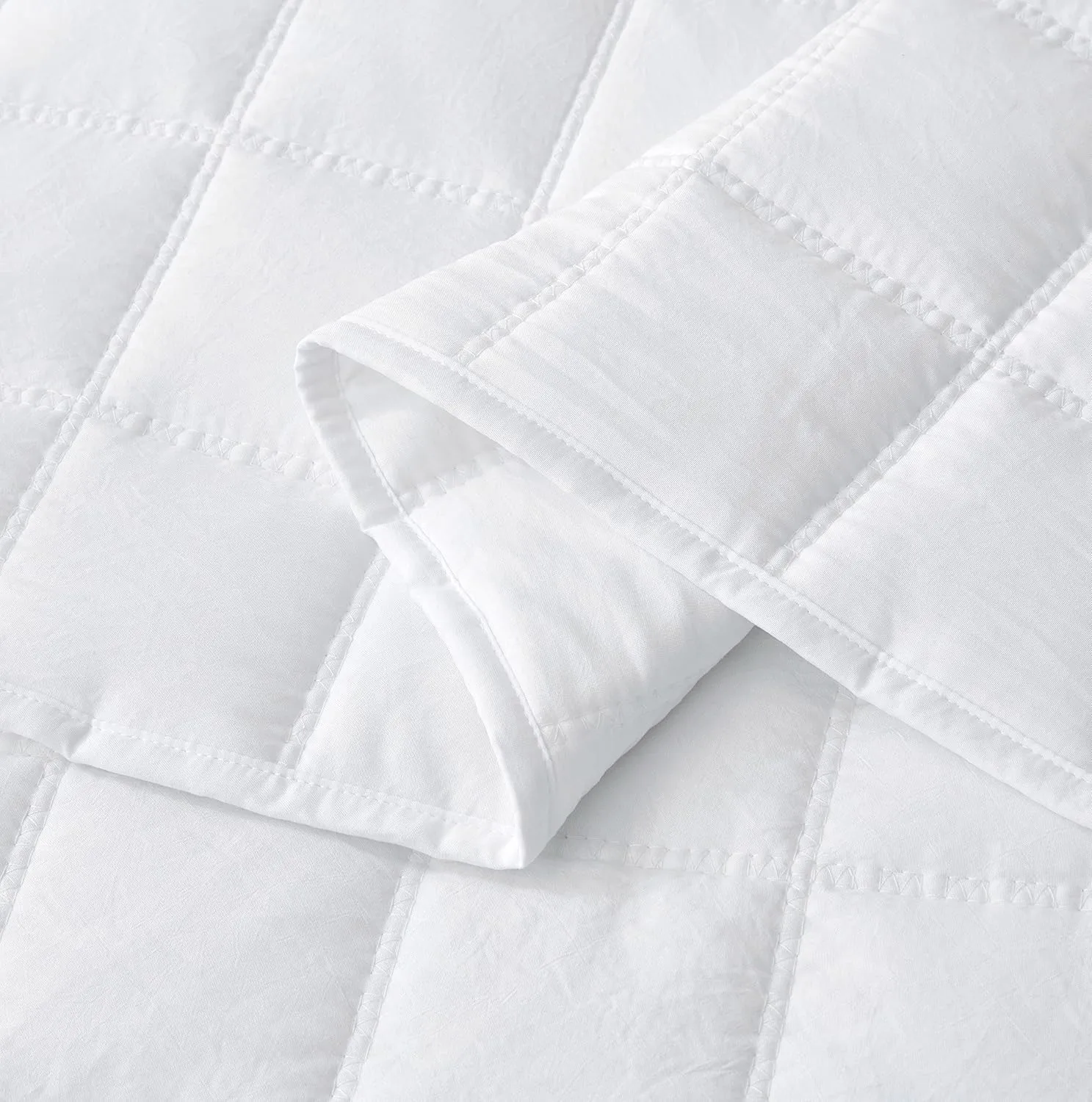 Chezmoi Collection Branson 3-Piece White King Size Quilt Set - Stone-Washed Detailed Square Stitch Soft Microfiber Lightweight Quilted Bedspread Coverlet Set for All Seasons