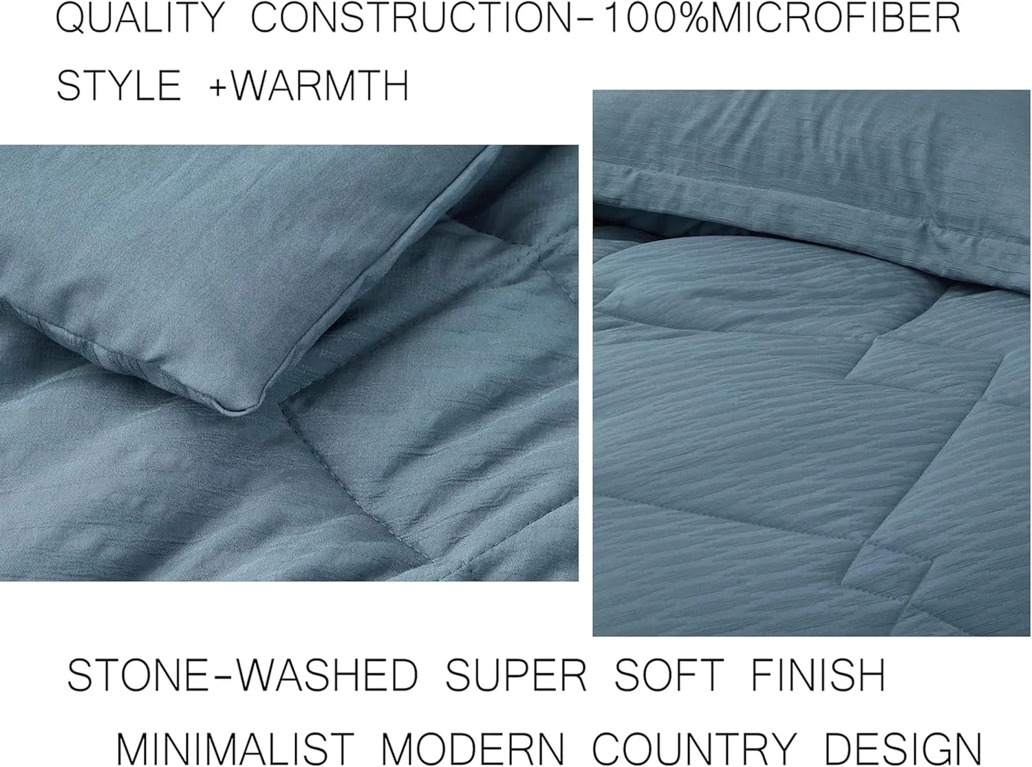 Chezmoi Collection Hugo 3-Piece Textured Thin Comforter Set - Lightweight Woven Design - Soft Microfiber Bedding for All Season, Full, Blue