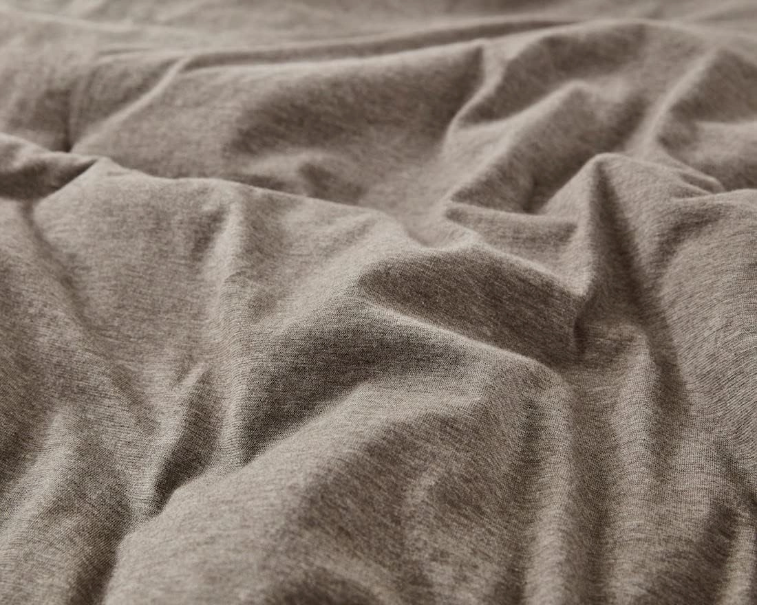Chezmoi Collection Asher 2-Piece Heather Jersey Knit Cotton Comforter Set - Solid Reversible Lightweight Super Soft and Breathable Bedding Set (Twin, Coffee Brown)