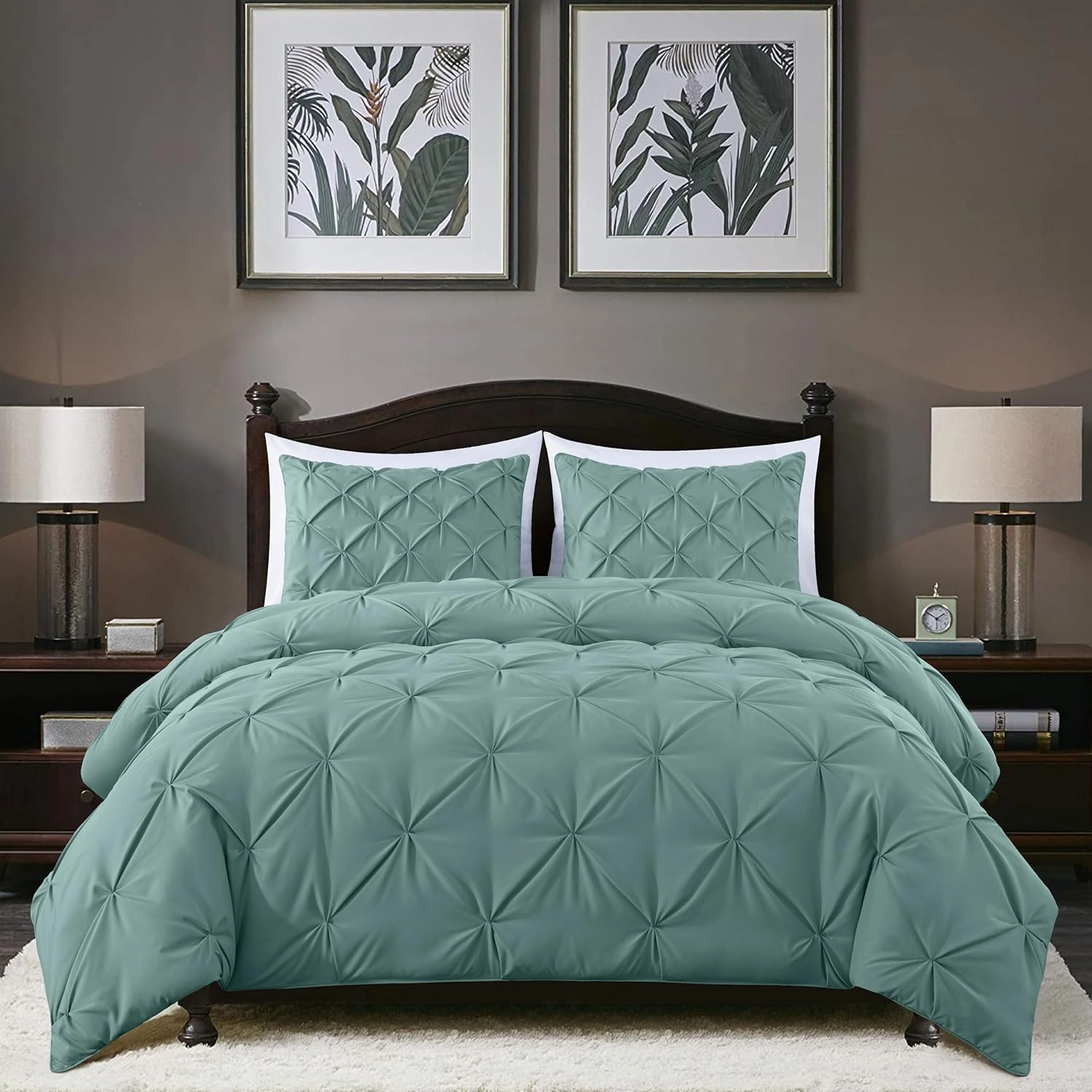 Chezmoi Collection Berlin Spa Blue Pinch Pleat Full Comforter Set, 3-Piece (Comforter and Pillow Shams) - Soft Pintuck, Lightweight All Season Microfiber