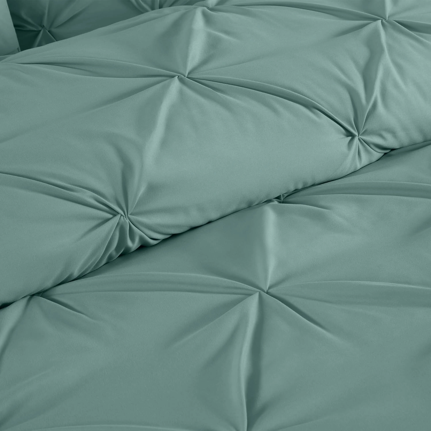 Chezmoi Collection Berlin Spa Blue Pinch Pleat Full Comforter Set, 3-Piece (Comforter and Pillow Shams) - Soft Pintuck, Lightweight All Season Microfiber
