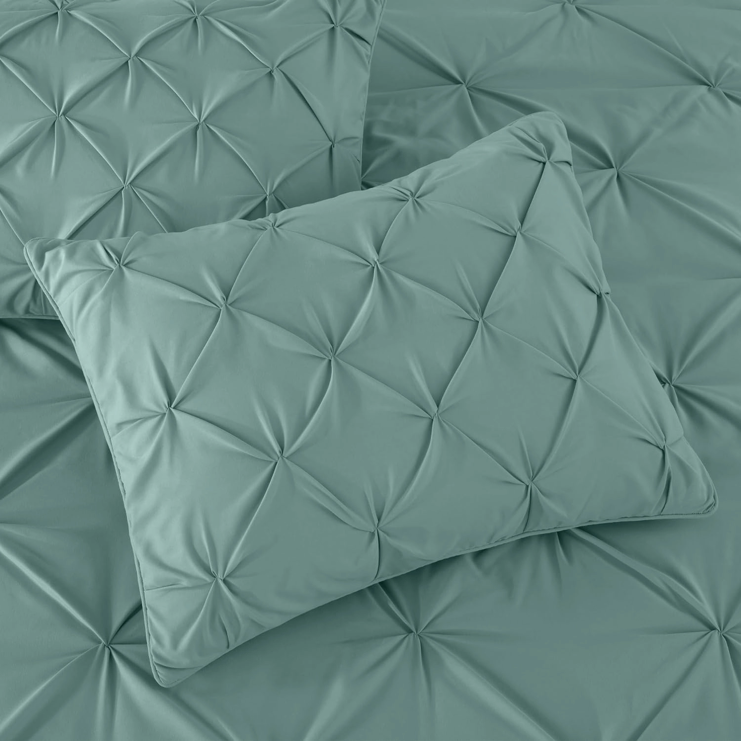 Chezmoi Collection Berlin Spa Blue Pinch Pleat Full Comforter Set, 3-Piece (Comforter and Pillow Shams) - Soft Pintuck, Lightweight All Season Microfiber