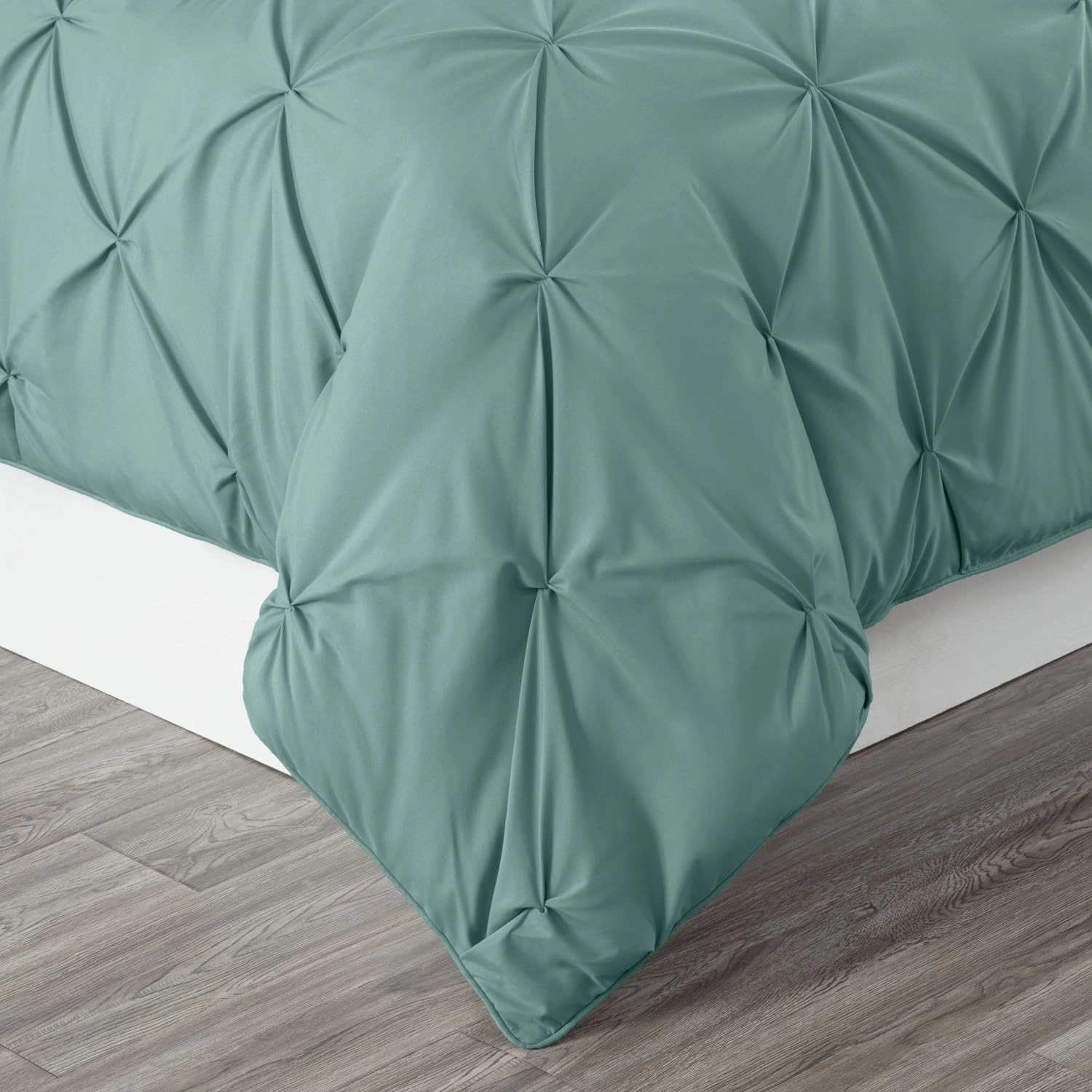 Chezmoi Collection Berlin Spa Blue Pinch Pleat Full Comforter Set, 3-Piece (Comforter and Pillow Shams) - Soft Pintuck, Lightweight All Season Microfiber