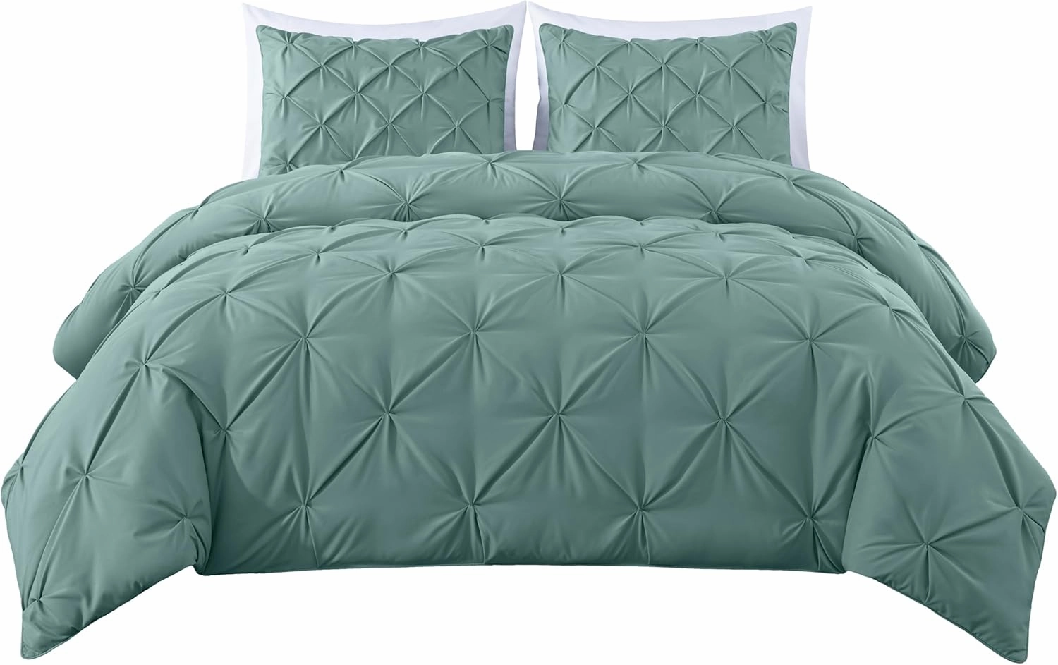 Chezmoi Collection Berlin Spa Blue Pinch Pleat Full Comforter Set, 3-Piece (Comforter and Pillow Shams) - Soft Pintuck, Lightweight All Season Microfiber