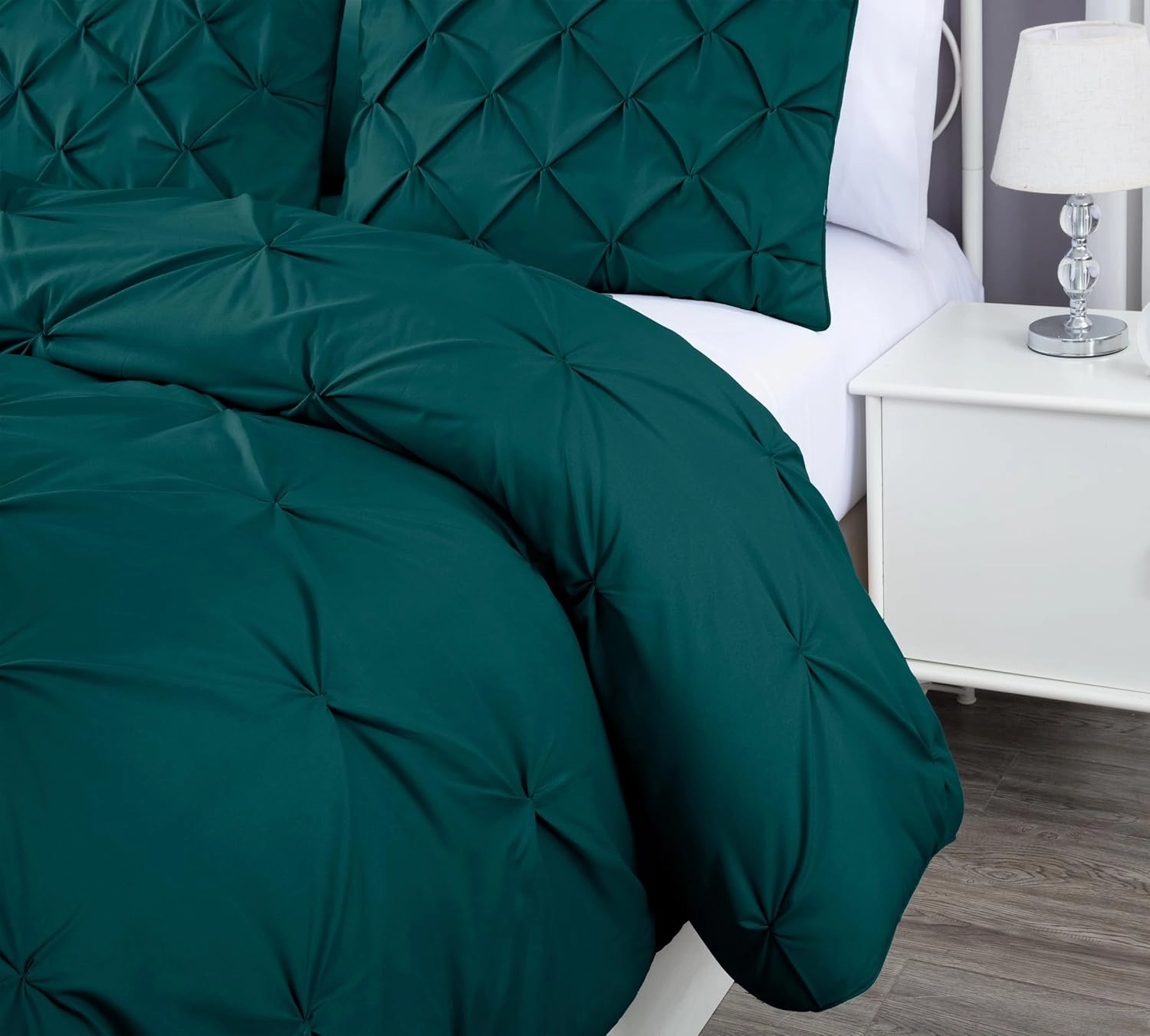 Chezmoi Collection Berlin Teal Pinch Pleat Queen Comforter Set, 3-Piece (Comforter and Pillow Shams) - Soft Pintuck, Lightweight All Season Microfiber