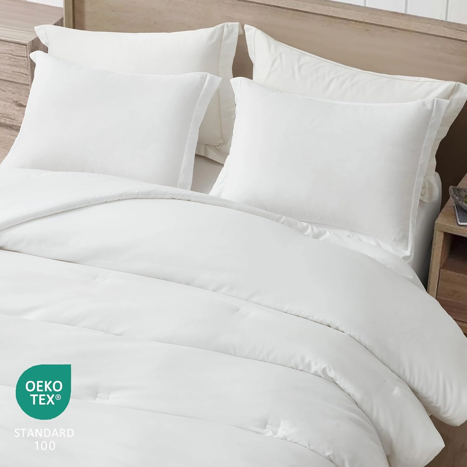 Chezmoi Collection Cliff 3-Piece Lightweight Cooling Comforter Set, Oversized King - Rayon Derived from Bamboo & Polyester Blended, Soft Breathable Bedding for Hot Sleepers, White