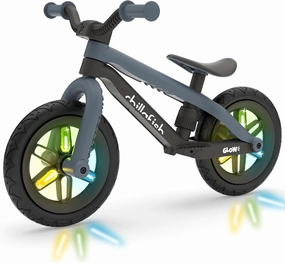 Chillafish BMXie Glow Lightweight Balance Bike with Light-up Wheels When Riding, for Kids 2 to 5 Years, 12-inch Airless Rubberskin Tires, Adjustable Seat Without Tools, Anthracite