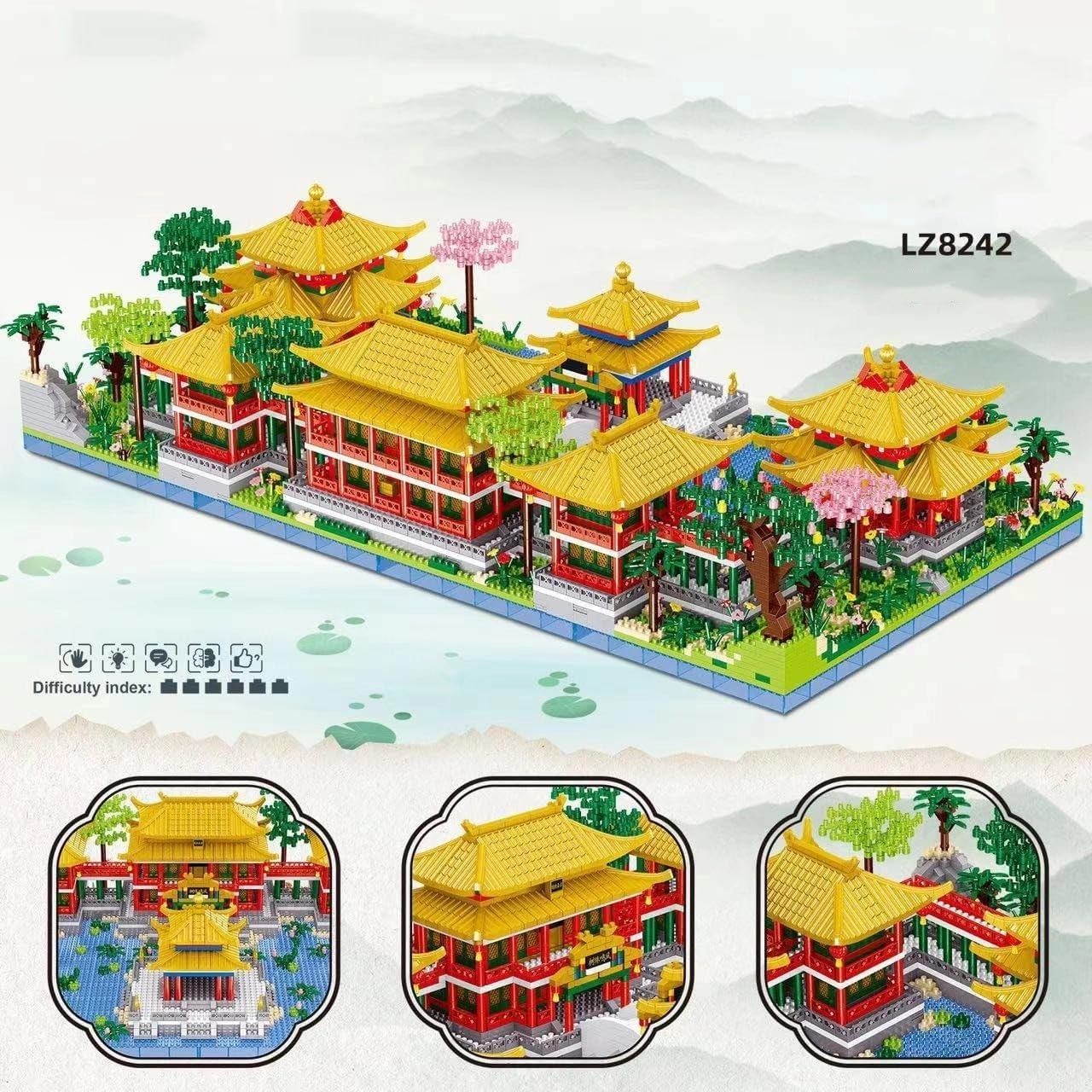 Chinese Architecture Micro Building Blocks Set, 4951PCS Old Summer Palace Micro Building Set, Classical Famous Collection Model, Creative Building Toys Model Set Gifts for Adults and Teens (8242)
