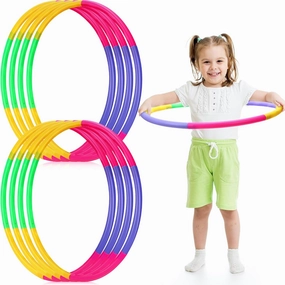Chivao 8 Pack Color Detachable Hoop Fitness Waist Exercise Ring Plastic Exercise Hoop Adjustable Weight Size Plastic Adult Party Supplies Game Sport Gymnastic