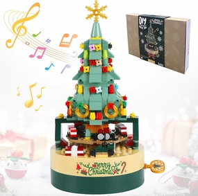 Christmas Tree Building Block Kit DIY Music Box, 360 PCS Green Gift Christmas Tree Building Set, Creative Gift for Boys, Girls, Teen, Adult.