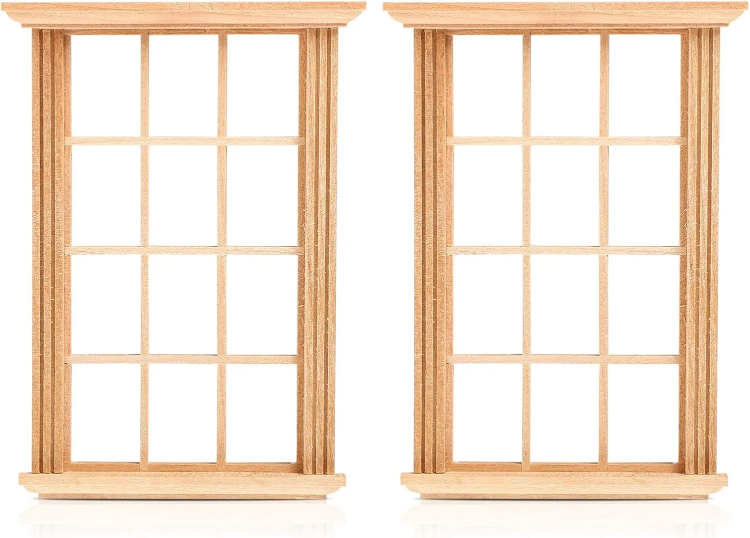 Ciieeo 2pcs Mini Doll House Window Model 1/12 Simulated Twelve Lattice Window Frame Photograph Props for Doll House