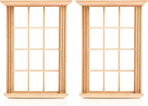 Ciieeo 2pcs Mini Doll House Window Model 1/12 Simulated Twelve Lattice Window Frame Photograph Props for Doll House