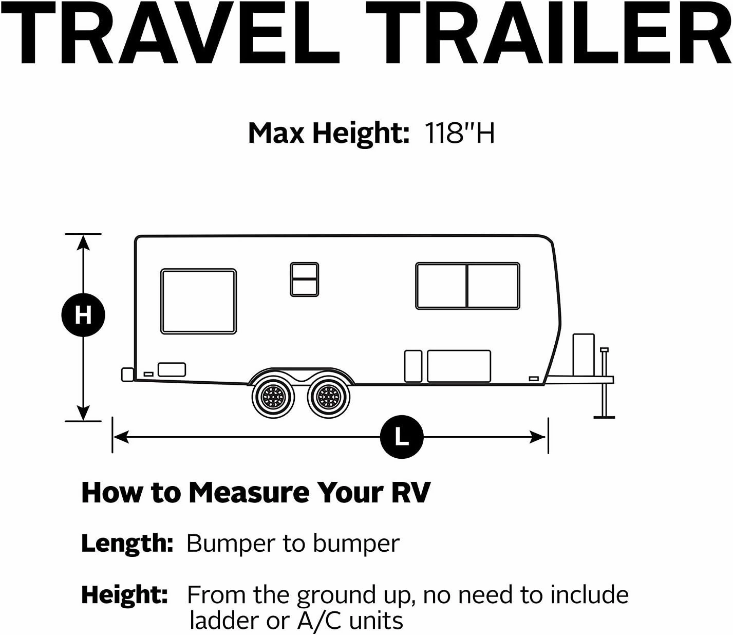 Classic Accessories Over Drive PolyPRO3 Deluxe Travel Trailer/Toy Hauler Cover, Fits 15'-18' RVs, Camper RV Cover, Customizable Fit, Water-Resistant, All Season Protection for Motorhome, Grey/White