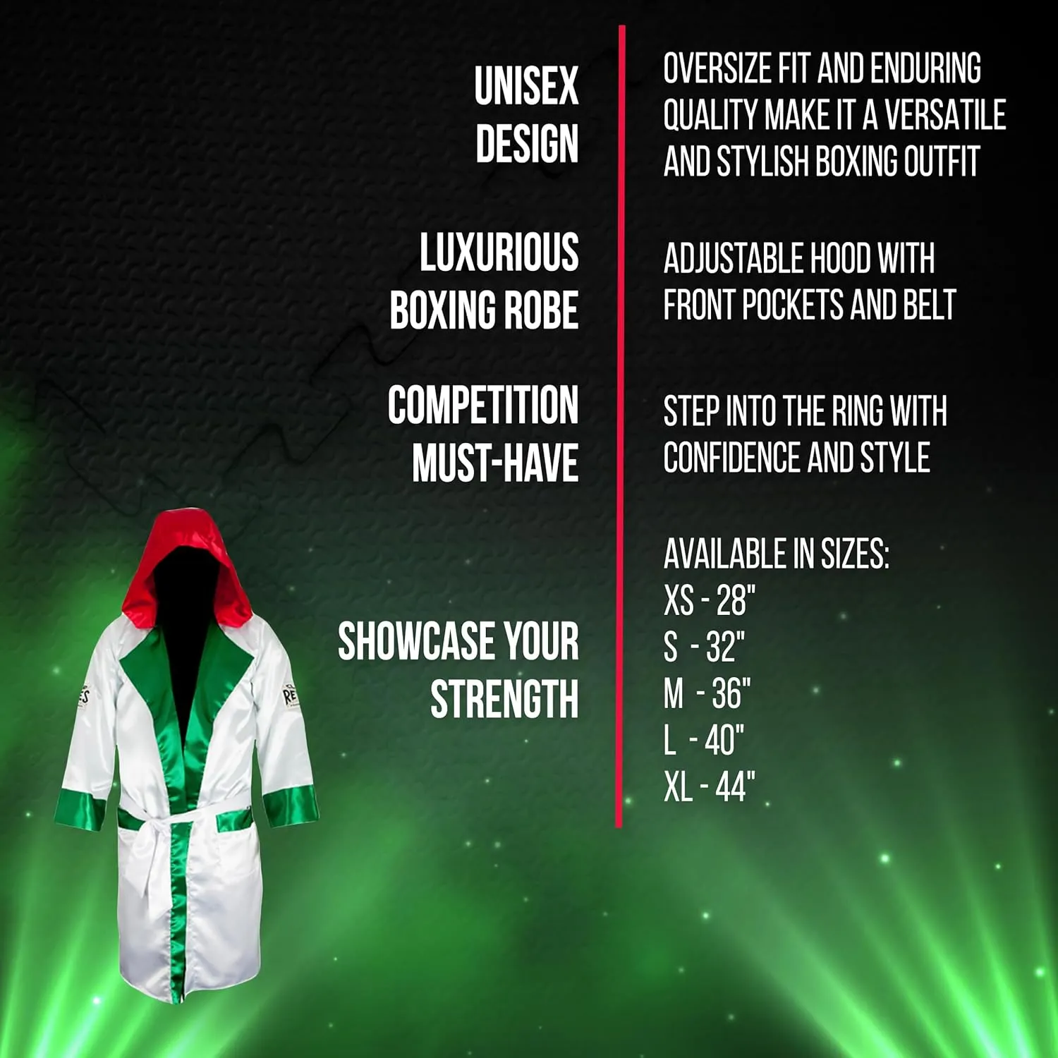 CLETO REYES Satin Boxing Robe with Hood for Men and Women, Adult Unisex Competition Uniform Apparel Clothes