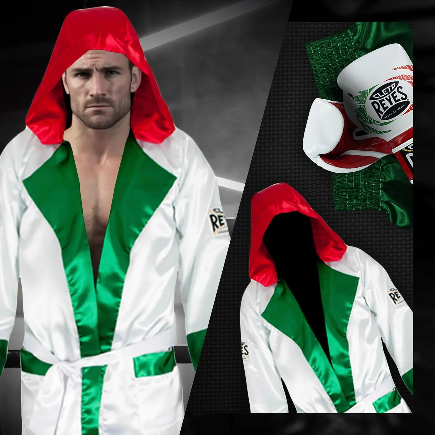 CLETO REYES Satin Boxing Robe with Hood for Men and Women, Adult Unisex Competition Uniform Apparel Clothes