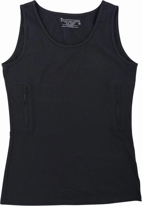 Clever Travel Companion Womens Tank Top with 1 Hidden Zipper Pocket, 100% Pickpocket Proof Holiday Tour Sleeveless Tee Shirt