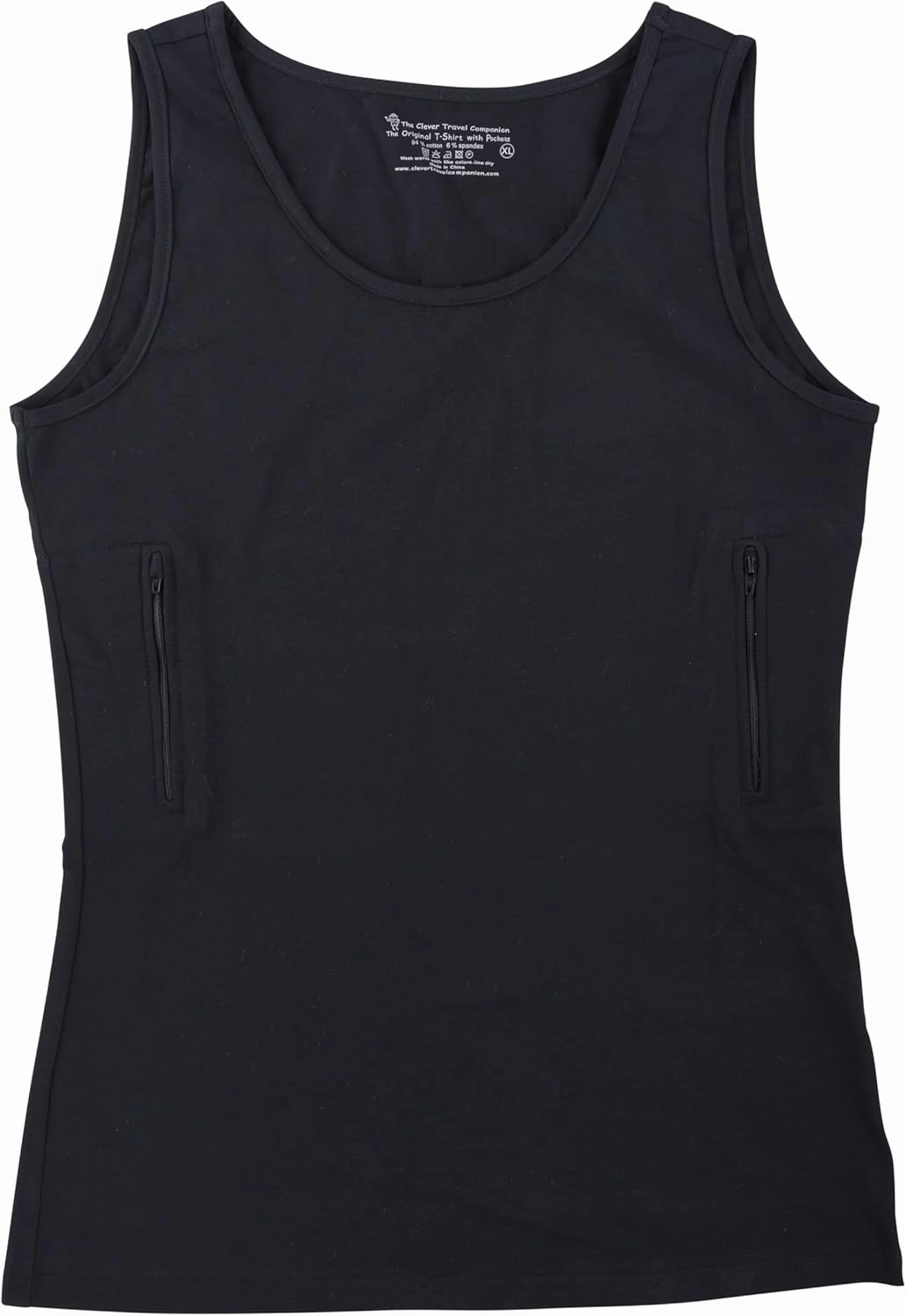 Clever Travel Companion Womens Tank Top with 1 Hidden Zipper Pocket, 100% Pickpocket Proof Holiday Tour Sleeveless Tee Shirt