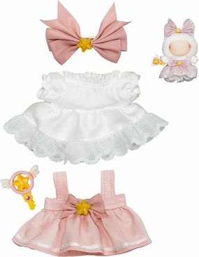 Clothes for 15&17cm Plush Doll - Cute Outfits Compatible with Plush Dolls, Dress Up Costume Set for Blind Box Figures, The Monsters Series, Accessories, No Doll Included (Pink Dress)