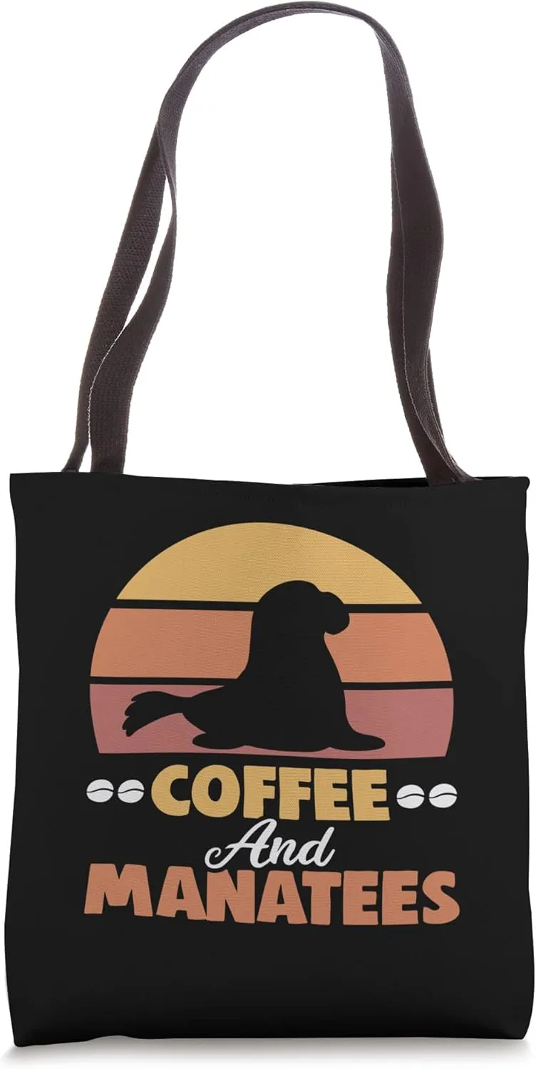 Coffee and Manatees Chubby Manatee Tote Bag