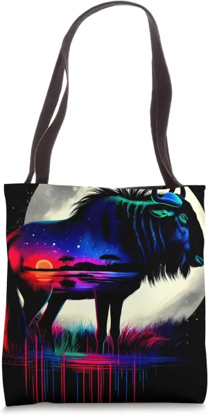 Colorful Wildebeest Spirit Animal Cool Illustration Art Tote Bag