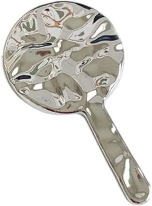 Compact Vanity Mirror Simple Handle Mirror Female Portable Makeup Mirror Hand-held Makeup Mirror Small Mirror Silver Round Makeup Mirror Salon Hairdressing Mirror (Size : Large)