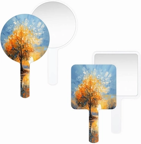 Compact Square Handheld Travel Mirror - 6.2x3.6 Inches, Ultra-Portable & Crystal-Clear, Cute Stuff for Women, Oil Painting Tree Makeup Mirror