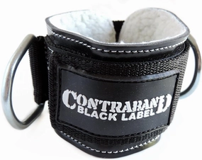 Contraband Black Label 3025 3inch Double Ring Pro Ankle Cuff - Perfect Ankle Strap for Glute Kickbacks on Cable Machines - Adjustable Heavy Duty Nylon Strap & Metal D-Rings - For Men & Women (SINGLE)