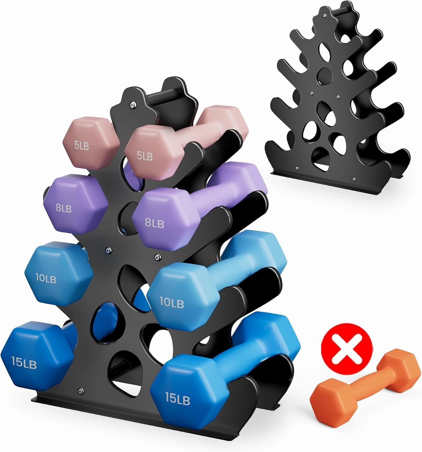Coral-Inspired Dumbbell Rack Stand (Dumbbells Not Included), A-Frame Design Weight Rack with Handle, Compact & Space-Saving Dumbbell Holder for Home Gym