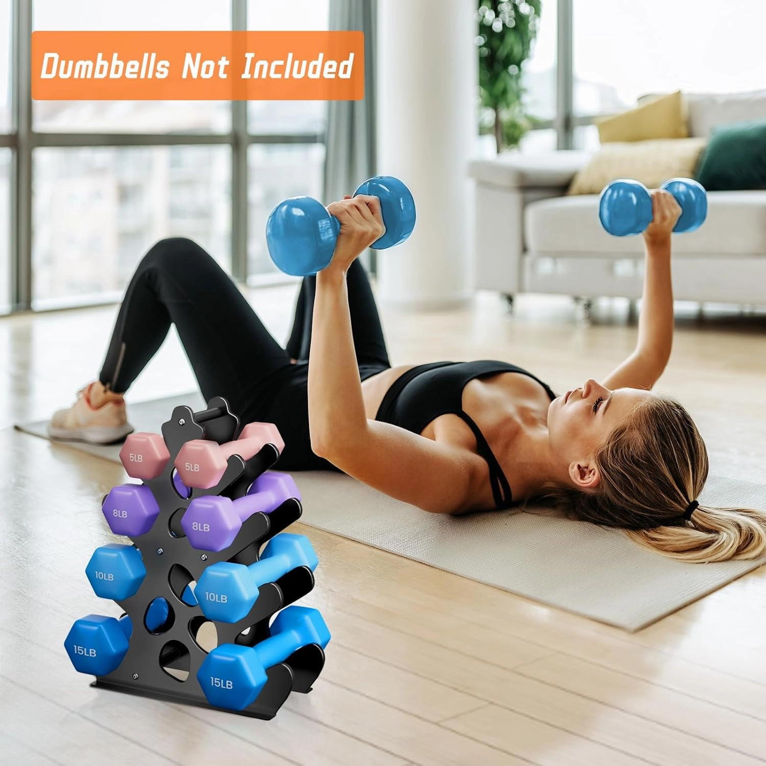 Coral-Inspired Dumbbell Rack Stand (Dumbbells Not Included), A-Frame Design Weight Rack with Handle, Compact & Space-Saving Dumbbell Holder for Home Gym