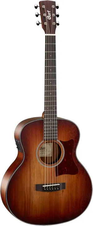 Cort 6 String Acoustic-Electric Guitar, Right, Open Pore Light Burst, 3/4 (LCJBWOPLB)