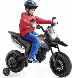 Costzon 12V Kids Motorcycle with Training Wheels, Licensed Aprilia Battery Powered Toddler Motorbike w/Light, Music, Wireless Function, Spring Suspension, Electric Dirt Bike for Boys Girls (Blue)