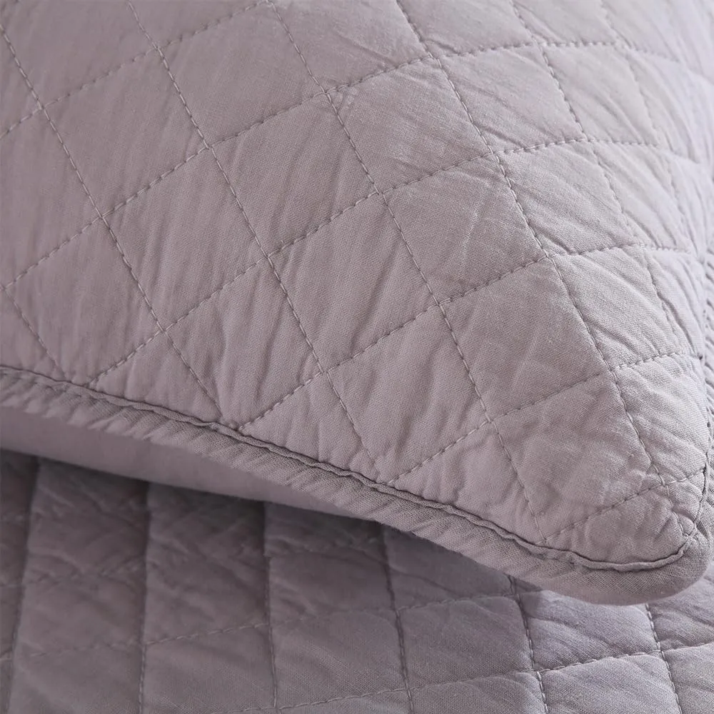 Cotton King Quilt Bedding Sets, 3 Pieces Reversible Lightweight Coverlets Comforters Bedspreads for All Seasons, Geometric Stitched Pattern, Grey